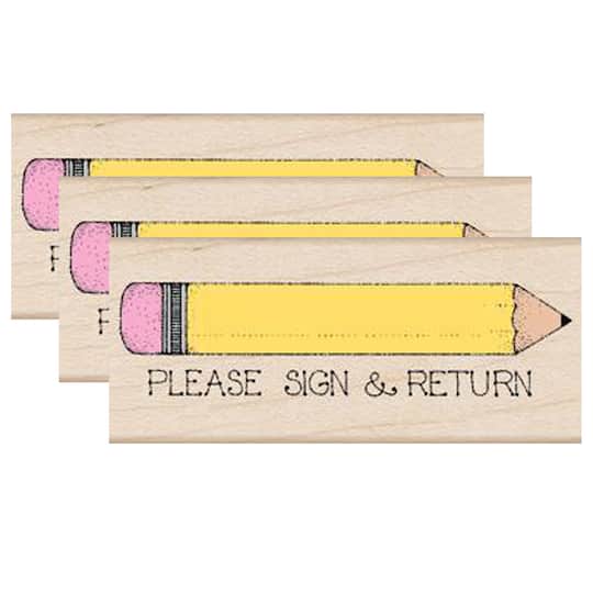 Hero Arts&#xAE; Please Sign &#x26; Return Pencil Woodblock Stamps